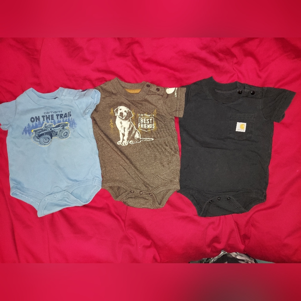 Carhartt onesies 3mo, set of 3